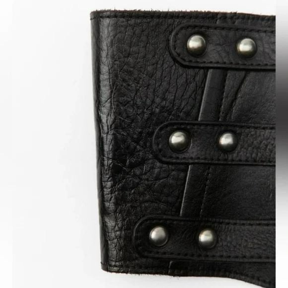 ZARA STUDDED 100% COW LEATHER CUMMERBUND main image 4